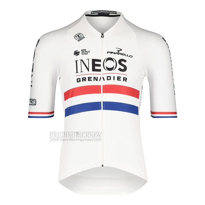 2022 Cycling Jersey British Champion Ineos Blue White Short Sleeve and Bib Short